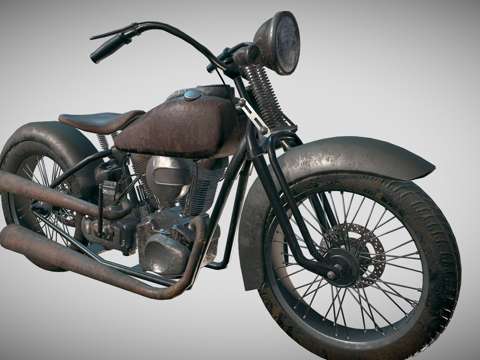  生锈摩托车3d模型 