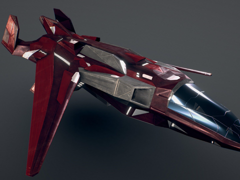  太空船-低多边形3d模型 