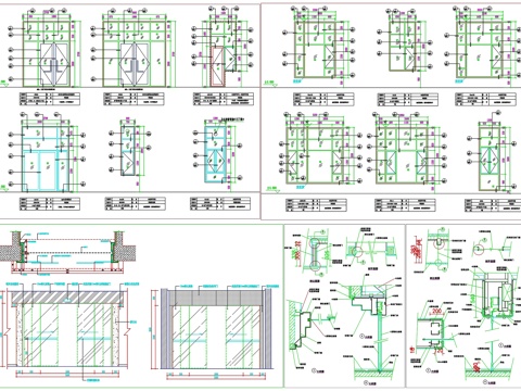 电梯门铝合金玻璃门窗旋转门自动感应门剖面做法工艺节点CAD素cad施工图