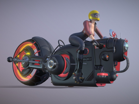  风格化科幻悬浮自行车3d模型 