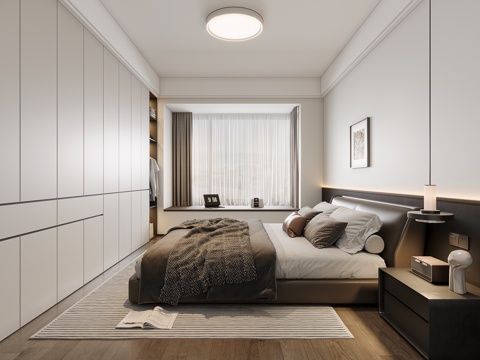  现代简约卧室3d模型 