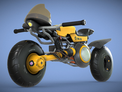  科幻电动自行车3d模型 