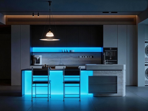  餐厅 吧台 餐桌 厨柜3d模型 