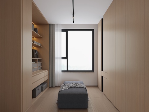  现代极简衣帽间3d模型 