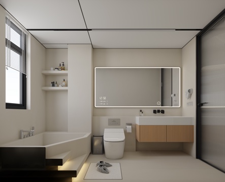  砌浴缸卫生间3d模型 