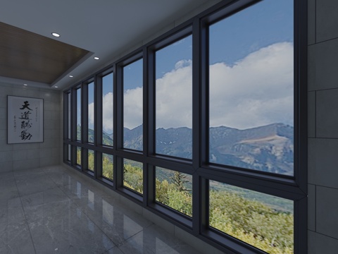  现代落地窗3d模型 