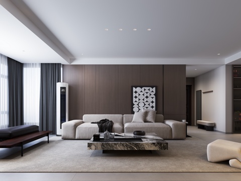  极简意式客餐厅3d模型 