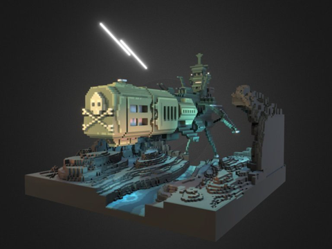  阿卡迪亚宇宙飞船3d模型 