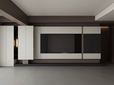  现代电视背景墙3d模型 