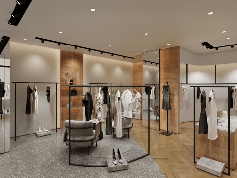 高档男装女装服装店 最新全套 效果图 施工图设计cad施工图