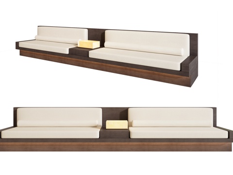  新中式卡座沙发 休闲沙发 多人沙发 台灯3d模型 