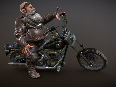  哈雷摩托车手3d模型 