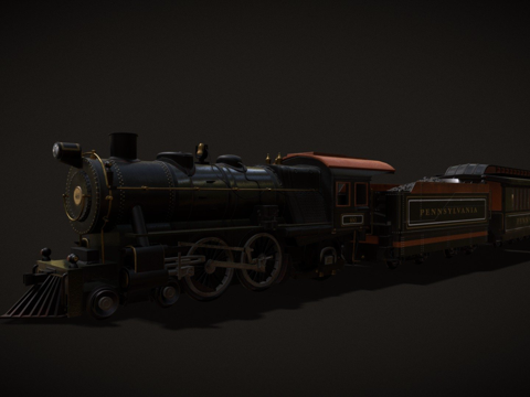 旧蒸汽火车3d模型 