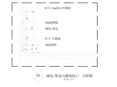 硬包与脚线收口大样cad施工图