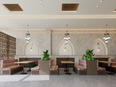  中古风咖啡店 复古咖啡店 中古风餐饮餐厅 复古餐饮餐厅 卡座3d模型 