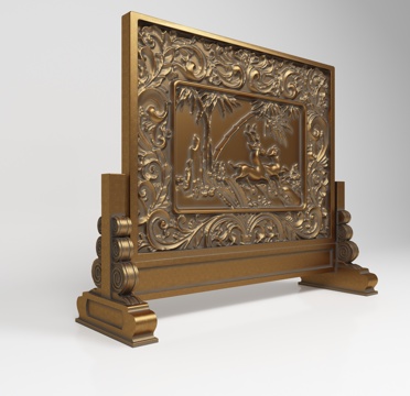  新中式隔断3d模型 