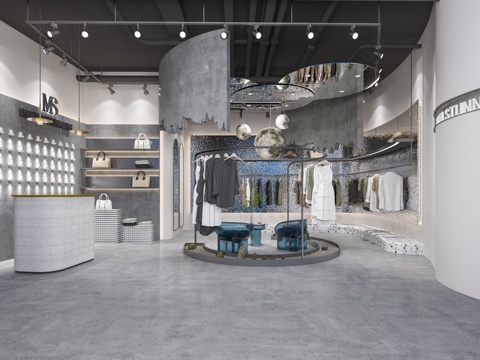 潮牌男装女装服装店 最新全套 效果图 施工图设计cad施工图