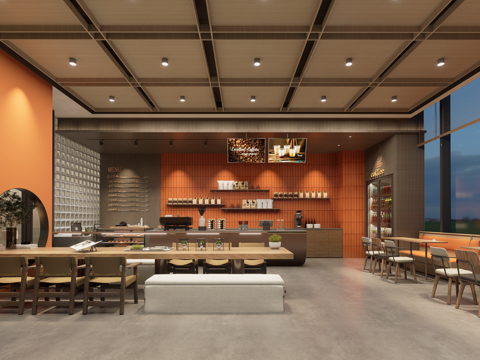 现代咖啡店su模型