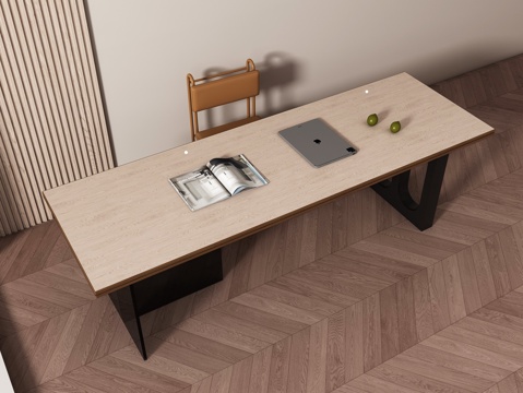 现代简约书桌椅 书桌  办公桌椅 摆件组合su模型