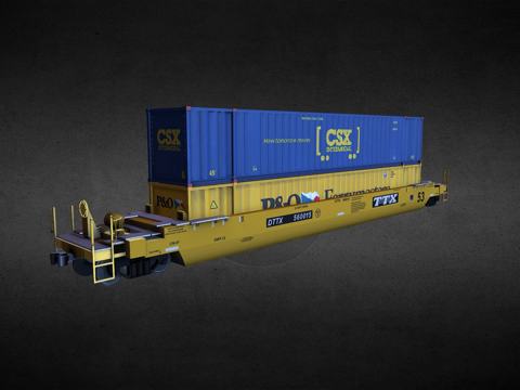  甘德森 53英尺 凹底平车 DTTX3d模型 