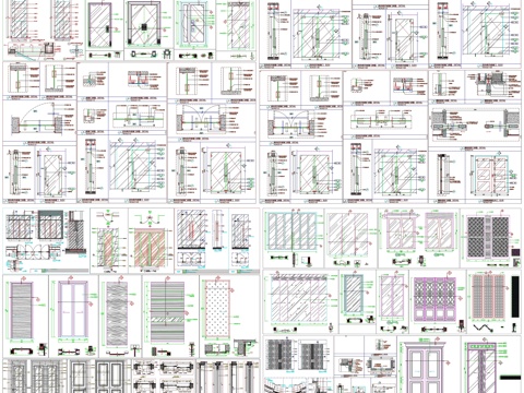 玻璃门超重门地弹簧门推拉门折叠门剖面做法工艺详图节点CAD素cad施工图