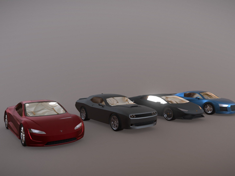  低多边形汽车3d模型 