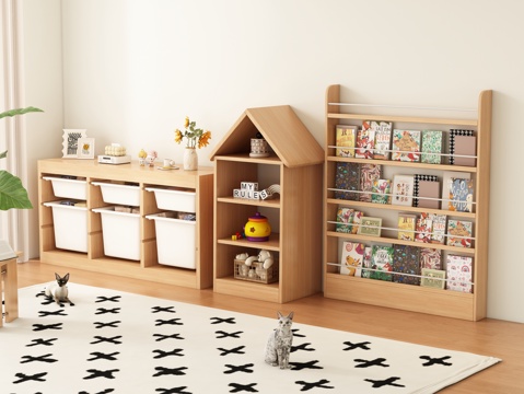  儿童玩具储物柜 书柜3d模型 