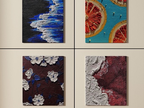  现代，肌理，简约，奶油风，复古，组合，装饰画3d模型 