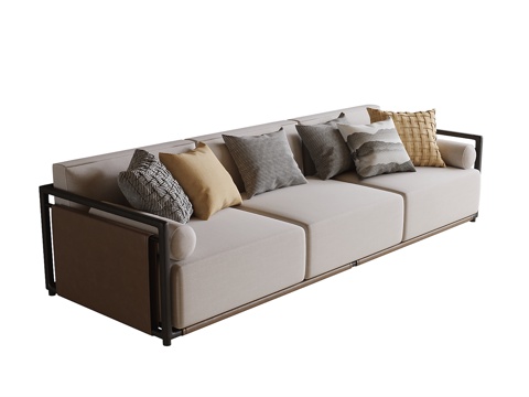 现代三人沙发su模型