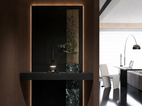  意式轻奢玄关 过道玄关 门厅 别墅玄关 端景 玄关摆件3d模型 