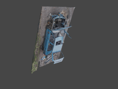  蓝色斯柯达弗雷西亚汽车残骸3d模型 