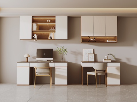  现代书桌柜组合3d模型 