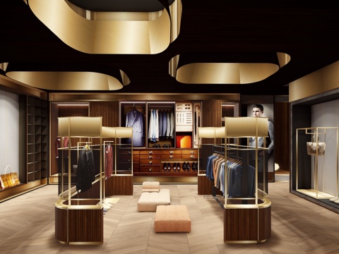 高档西服服装店 最新全套 效果图 施工图设计cad施工图