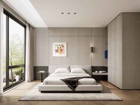  现代卧室3d模型 