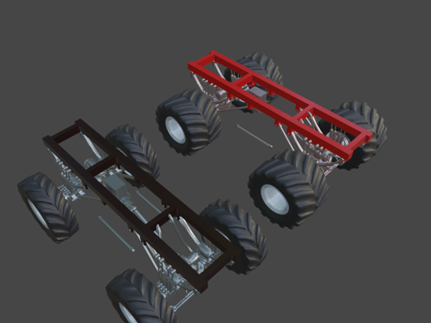  [游戏就绪] 怪兽卡车底盘3d模型 