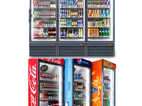  现代商用冰箱 冰柜 饮料柜 酒水饮料3d模型 