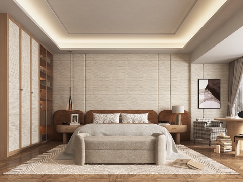  现在中古风卧室3d模型 