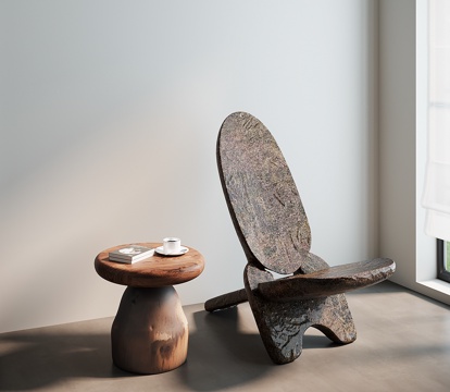  侘寂风休闲椅3d模型 