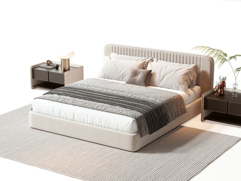  Minotti双人床3d模型 