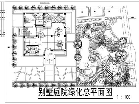 别墅庭院花园cad施工图