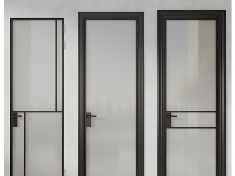  现代简约房间门 门 简约门 卫生间门 玻璃门3d模型 