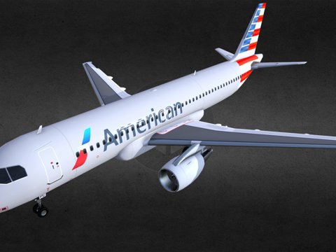  空客 A320 飞机美国航空3d模型 