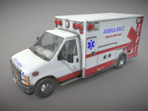  型救护车-低多边形3d模型 