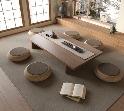 现代榻榻米茶桌椅3d模型 