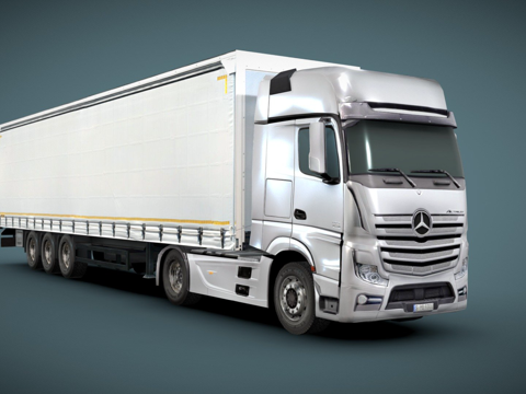  卡车和拖车低多边形3d模型3d模型 