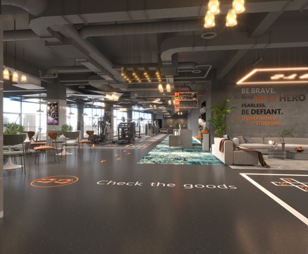  现代健身房3d模型 