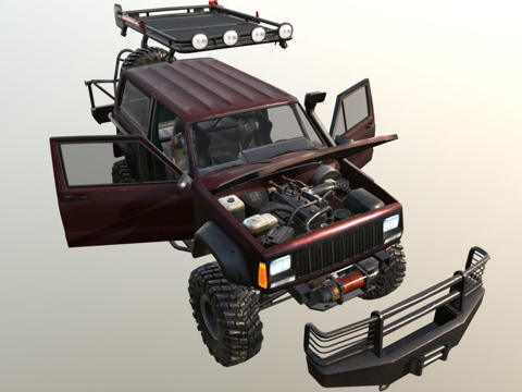  真实汽车8分离部件3d模型 