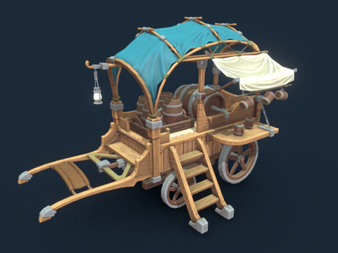  风格化旅行车3d模型 