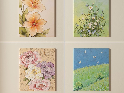  现代，肌理，简约，奶油风，复古，组合，装饰画3d模型 