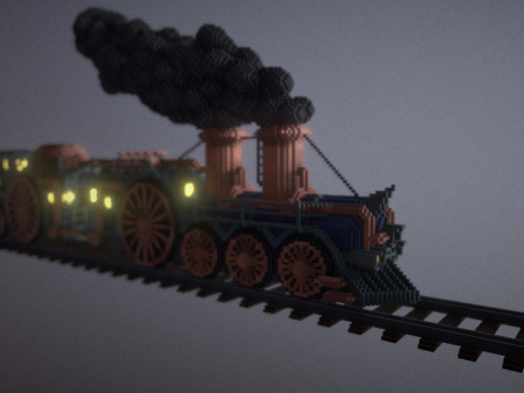  蒸汽朋克火车-体素模型3d模型 